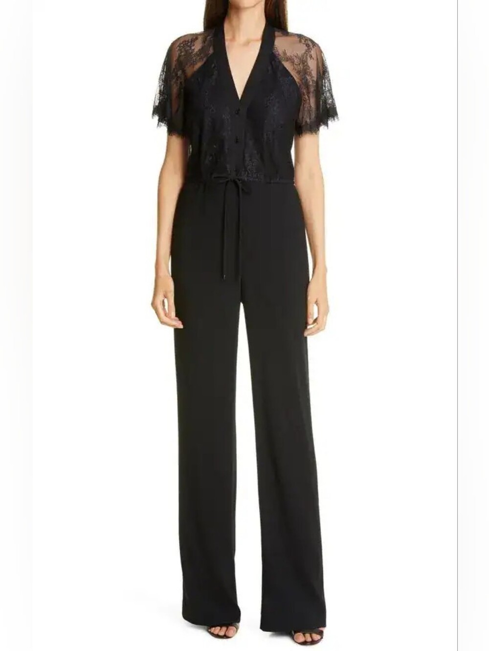 Diane von Furstenberg Graciela Lace Jumpsuit Black size 4